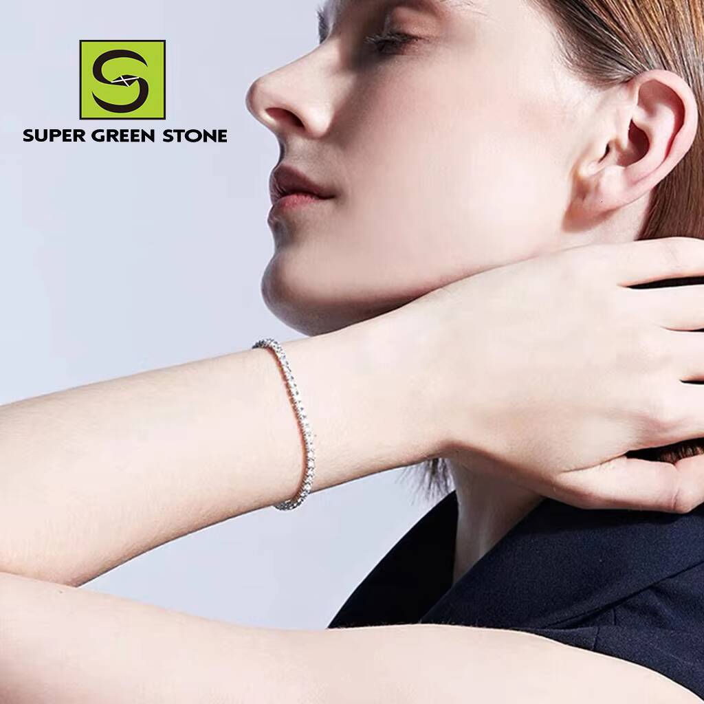 SuperGS SGSB017 Factory Wholesale 14K 18k Gold Jewelry 3mm 4mm 5mm 6mm 8mm Custom VVS Lab Diamond Tennis Chain Bracelet