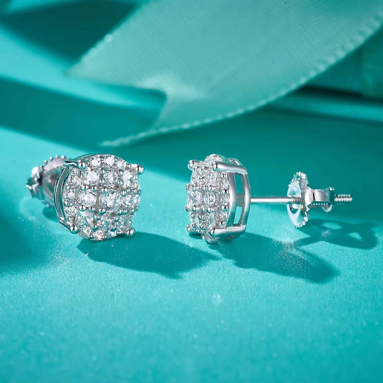 Wholesale 925 Sterling Silver VVS Moissanite Earring Round Fine Jewelry Weddings Birthdays S925 Silver Stud Earrings