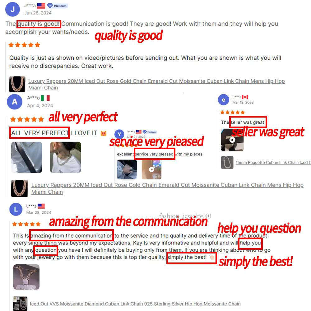 All Size 8mm 10mm 18mm Chain Plain Sier Moissanite Clasp Gold Plated Miami Cuban Link