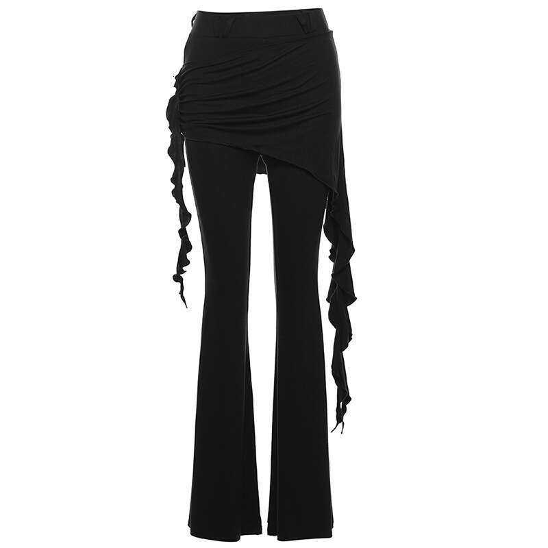 2024 Summer New Women's Solid Color Slim Street Fashion High Waist Casual Straight Flared Pants f71
