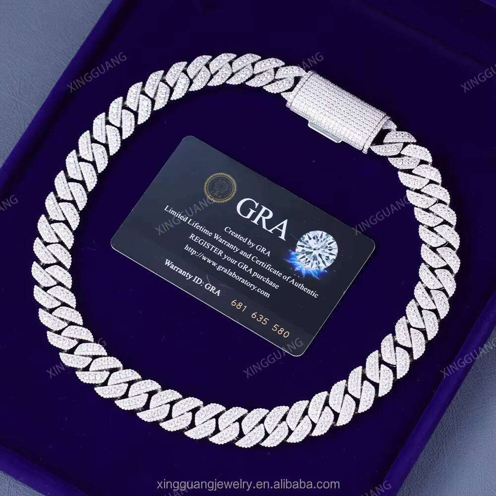 Factory Hot Selling Hip Hop 16mm Iced Out Vvs Moissanite Jewelry S Sier Cuban Link Chain Necklace