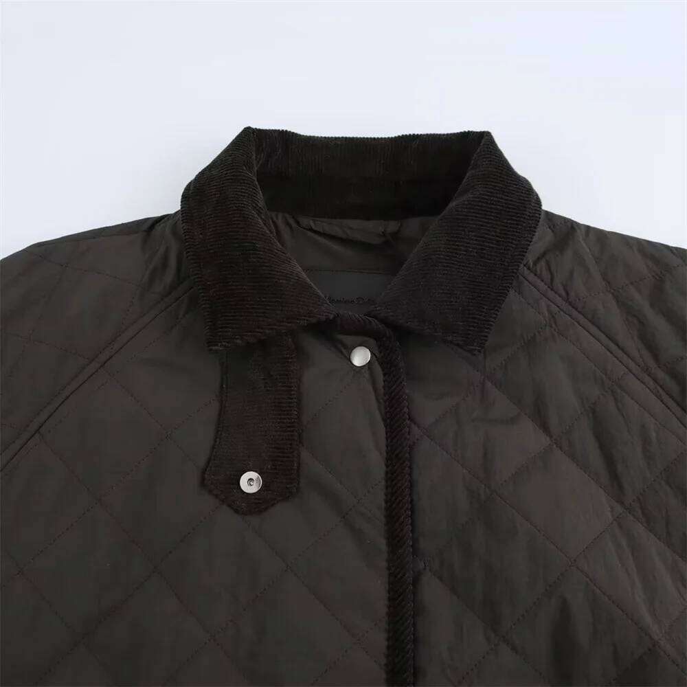 Taop&Za Women's Long Sleeved Autumn/Winter New Collection Two Tone Dia Short Edition High Necked Cotton Jacket