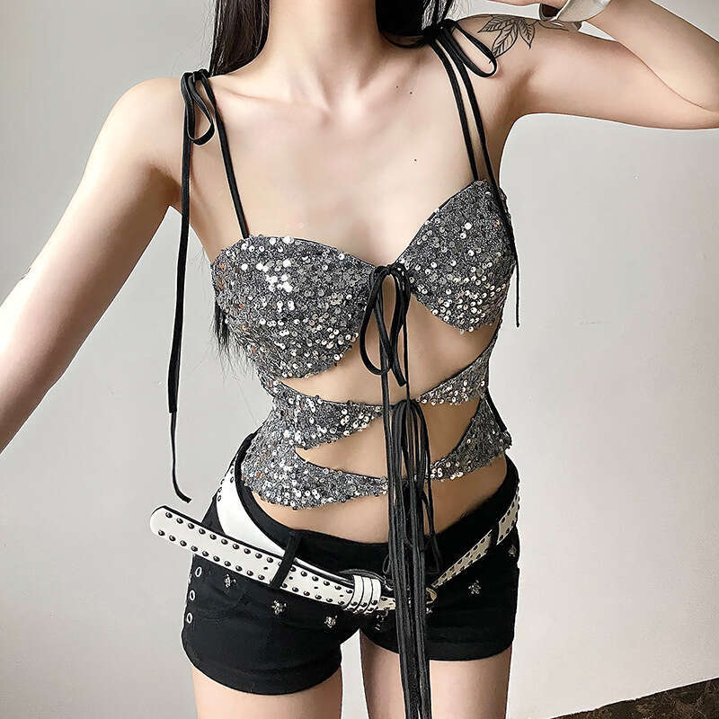 2024 Summer New Women's Solid Color Slim Fit Street Fashion Sexy Backless Tank Top 2c9