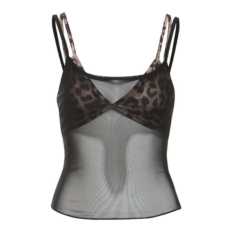 2025 Spring New Women's Solid Color Slim Fit Fashion V-neck Strap Sleeveless Two-piece Set Vest 858