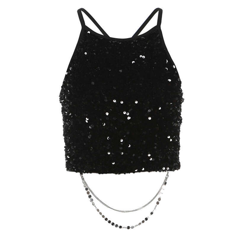 Women's Clothing 2024 Summer New Solid Color Sexy Strapless Chain Crop Top Vest for Women 9a9