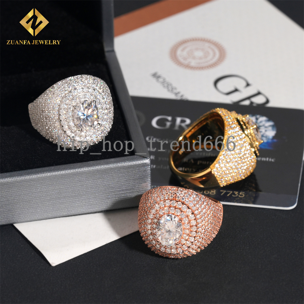 Luxury Fully Iced Out Men Diamond Ring Hip Hop Moissanite Men Rapper Ring