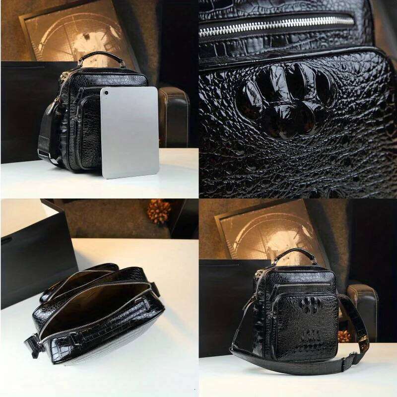 Luxurious designer New crocodile patterned shoulder men, crossbody for business and leisure, high-end handbag, men's bag trend