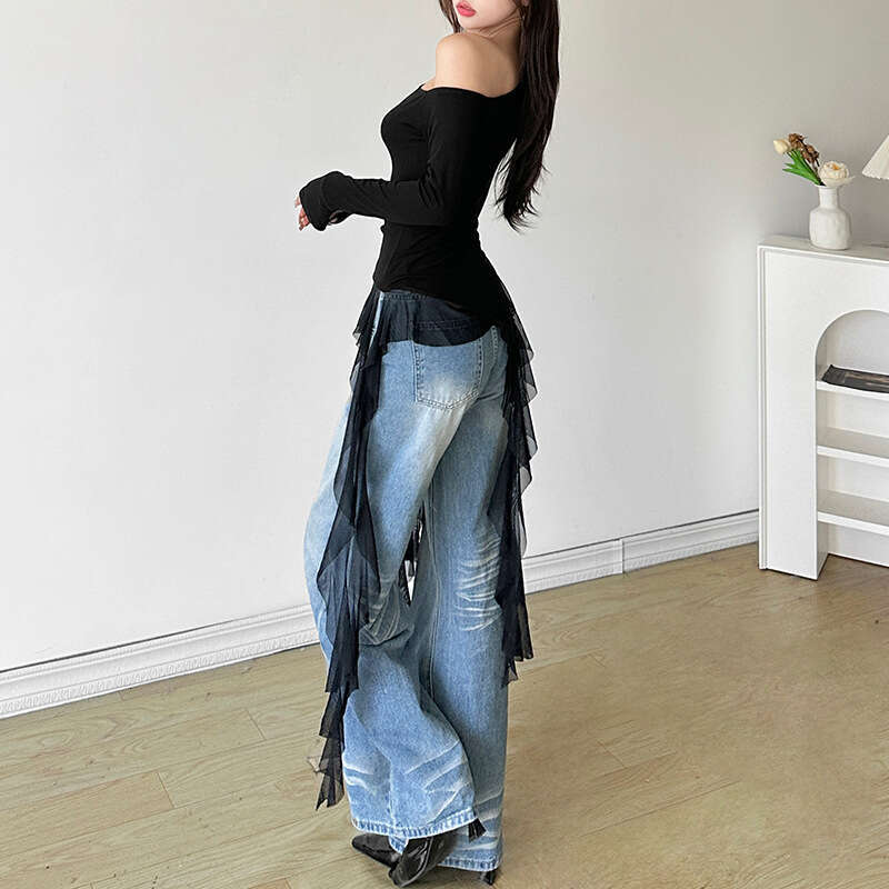 2024 Autumn New Women's Solid Color Slim Fit Street Fashion Asymmetric Neck Long Sleeve Top fee