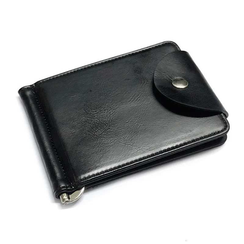 New Fashion Short Small Mens Leather Money Clip Wallet With Metal Clamp Mini Purse For Male Cash Holder 4 Colors Z250725