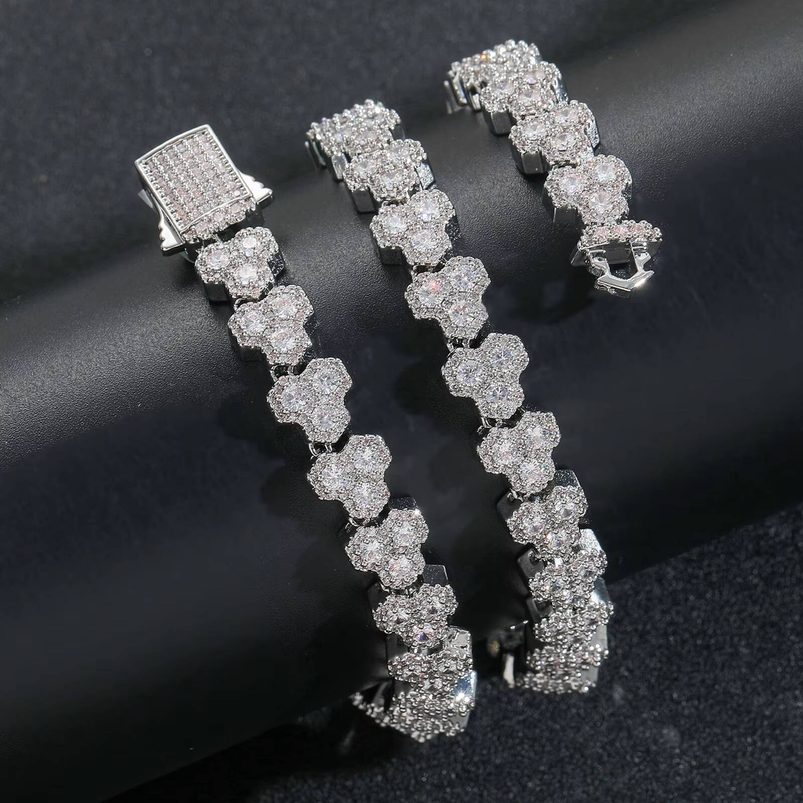 BES Fine Jewelry 10mm Geometric Tennis Chain Cubic Zirconia Iced Out Tennis Necklace Fashion Necklace Hip Hop Jewelry for Men