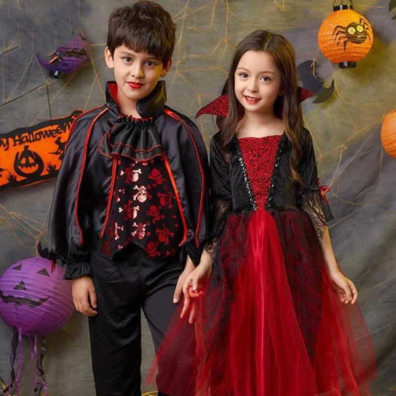 Girls Boys Vampire Dress Kid Ghost Bride Gothic Cosplay Vampire Devil Bat Halloween Costume Vampiran Carnival Outfit Clothes Z250725