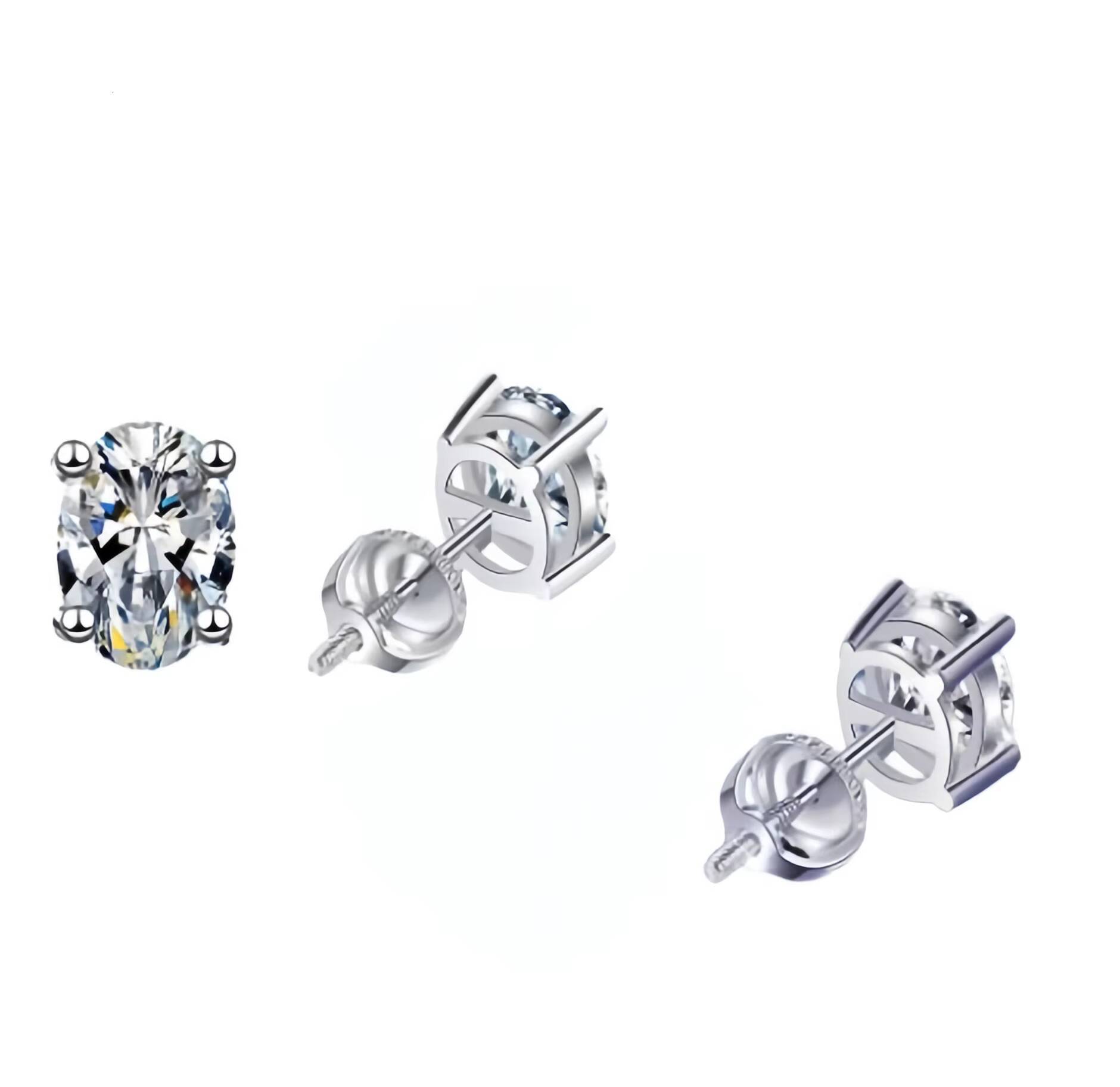 Moissanite Silver Stud Earrings 1Ct Hypoallergenic 925 Sterling Silver Stud With GRA Certificate