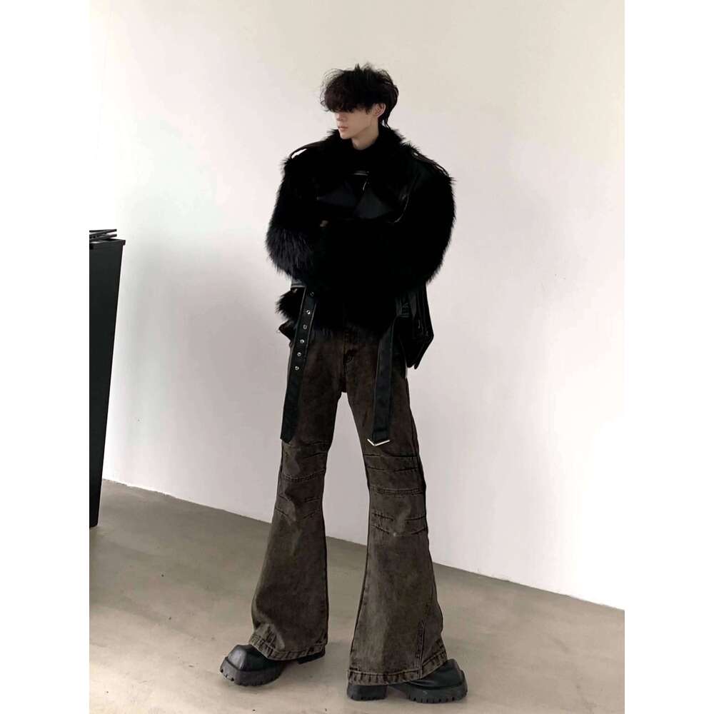 High-End Black Mink Plush Faux Coat Men's 2025 Winter Fur Integrated Thickened Jackets Trendy Male Long Sleeve Coats