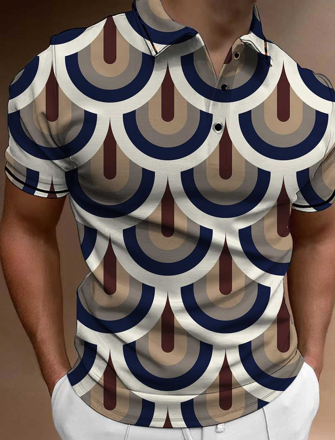 Mens Striped Block Button Polo Shirts Casual Short Sleeves Mens Polo Tee Shirt Mens Tops Street Mens Golf Clothing Clothes XJ250725