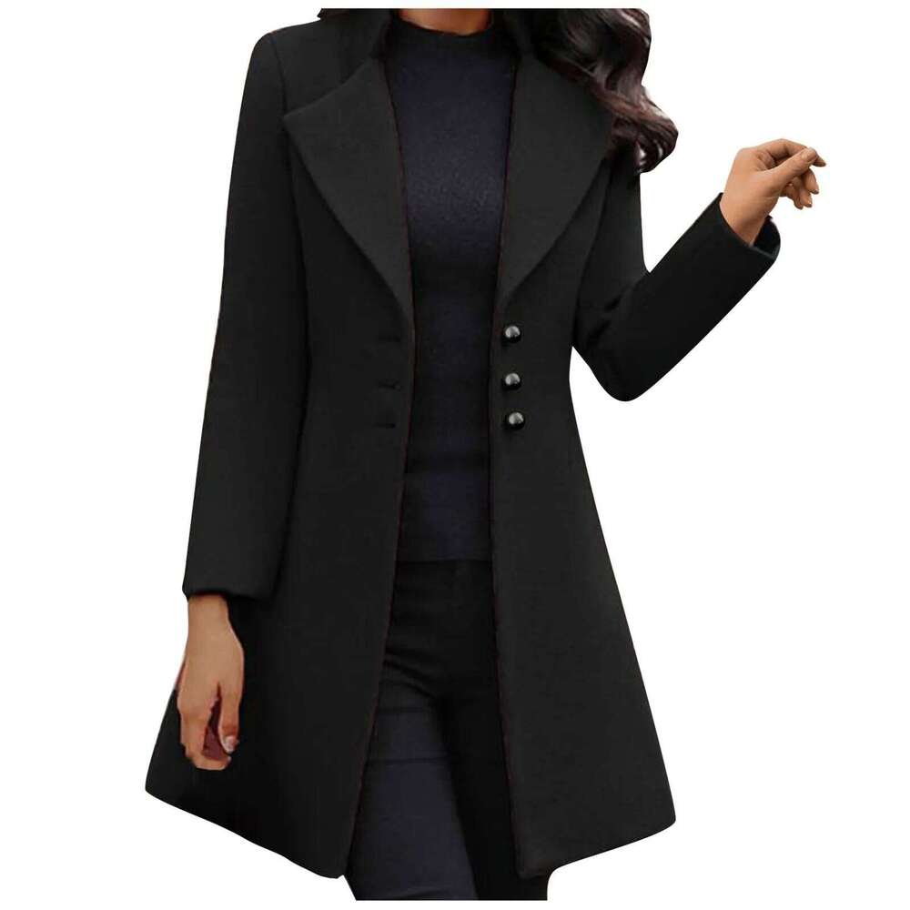 Designer Clothing Womens Lapel Single Breassted Trench Coat Winter Wool Blend Mid Long Outwear Peacoat Temperament Fleece Lined Jacket Women Fashion