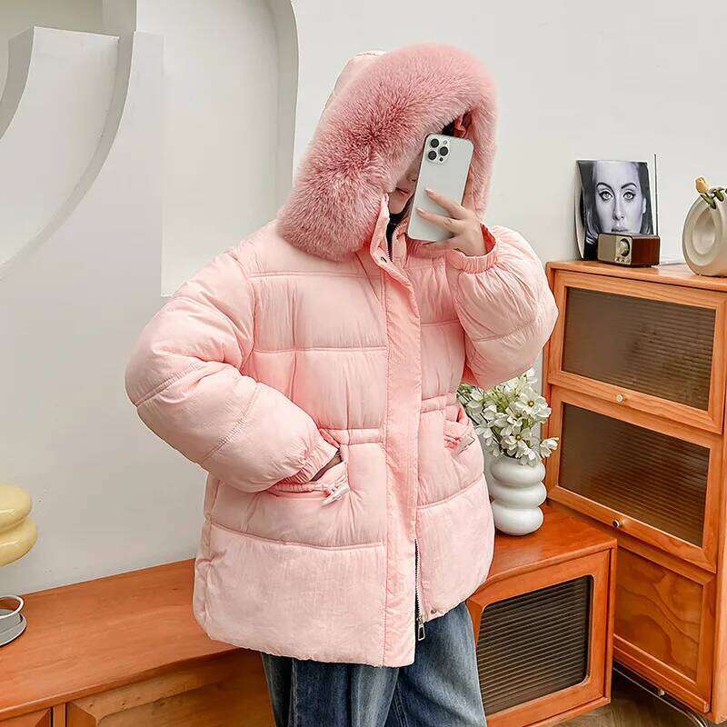 Winter Big Collar Hooded Jackets Female Outwear Fur Women Puffer Jacket Parka High-Quality Warm Cotton Padded Down Coat