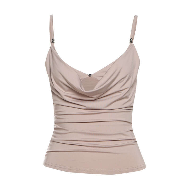 2025 Summer INS New Sexy Hot Girl Versatile Swing Neck Pure Desire Style Camisole for Women cac