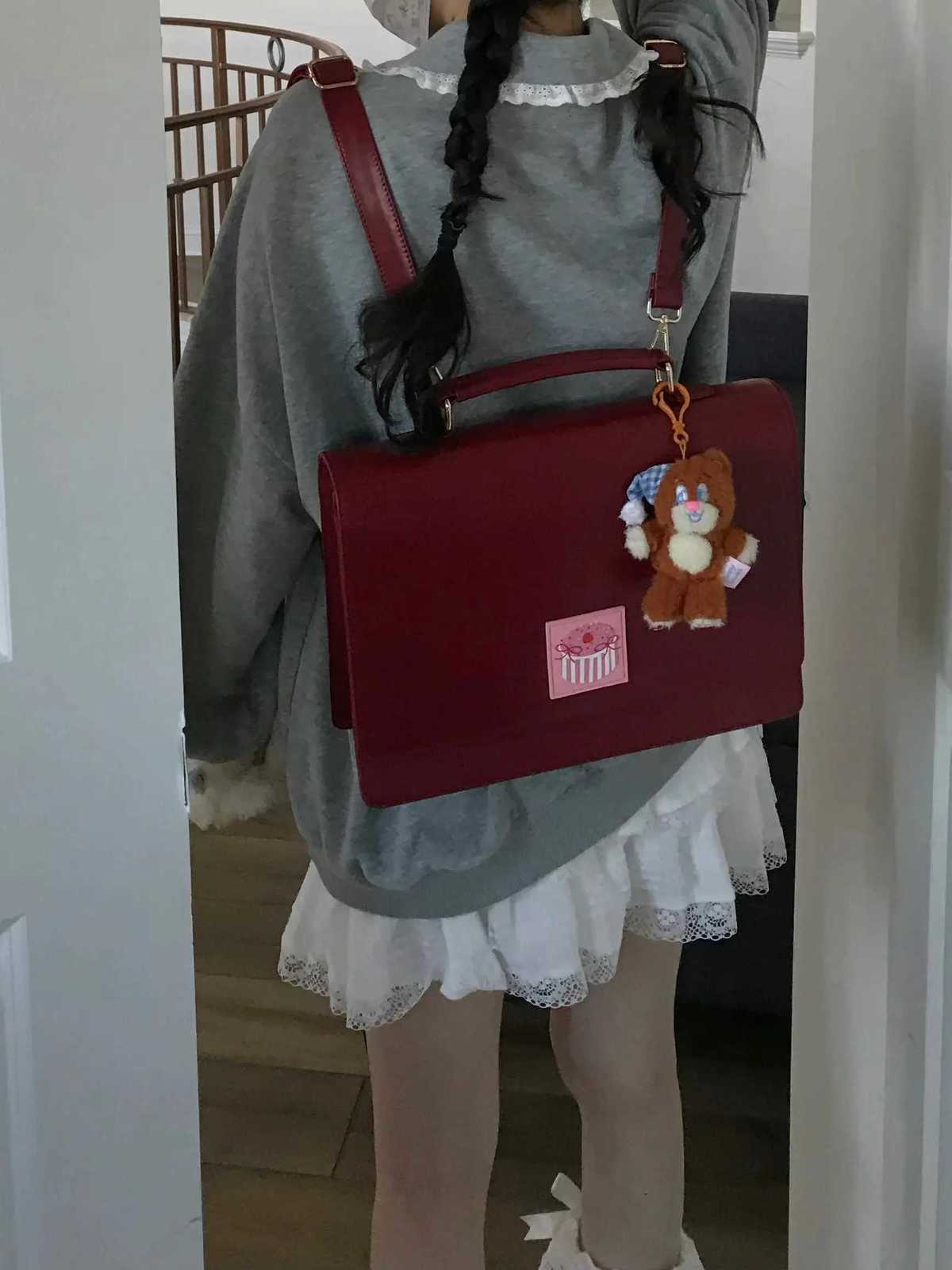Jiaerdi Harajuku Red Backpack Wen Academy Style JK Uniform Pu Leather Y2K Mochila Schoolbag Student Shoulder Crossbody Bags Y250724