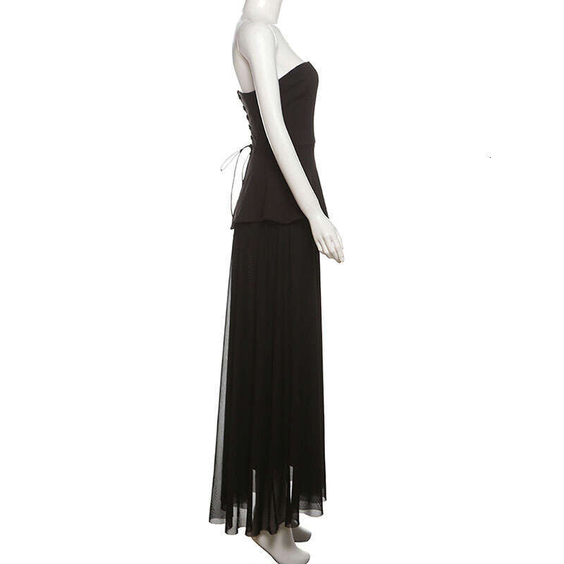 2025 Summer New High Waist Slimming Sleeveless Backless Tie Slim Fashion Long Dress for Women 259