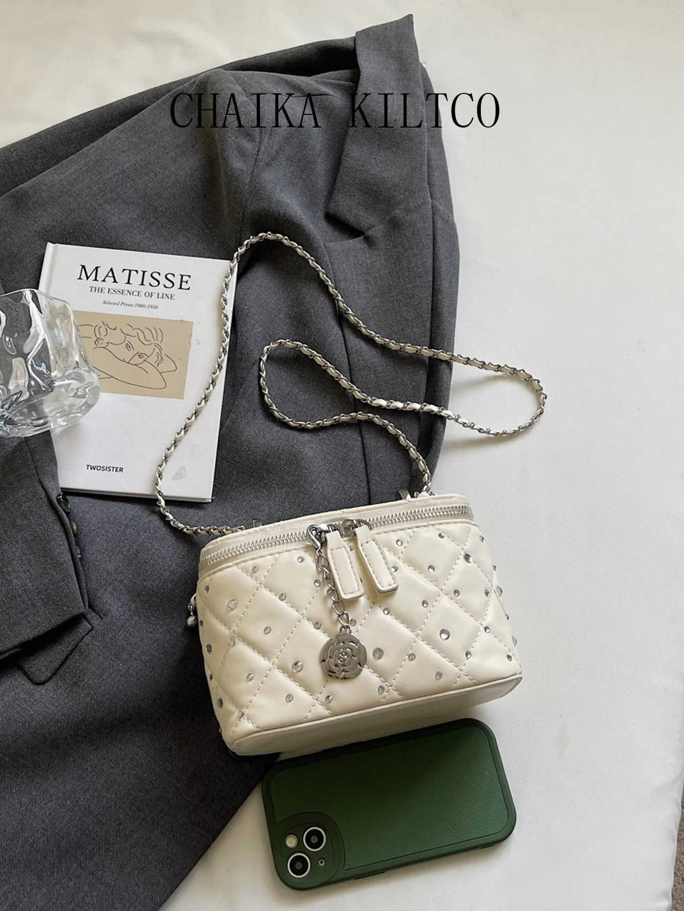 CHAIKA KILTCO Lingge Chain Small Bag for Women 2025 New High-end Western Style Sparkling Single Shoulder Crossbody Bag Y250725
