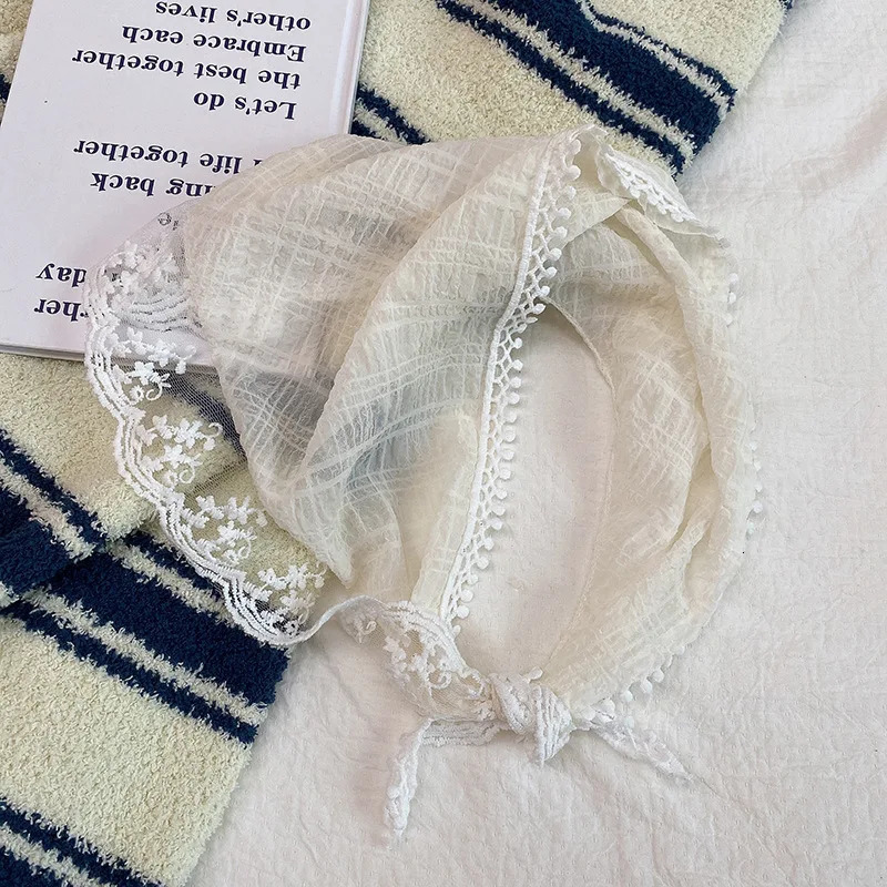 French Lace Triangle Hair Scarf Women Girls Spring Summer Korea Hair Band Sweet Scarf Kerchief Women Girl Headscarf Headdress 250723