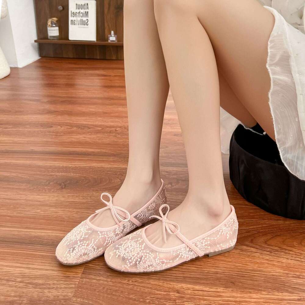 Soft Sole Comfortable Spring Summer Mesh Flat for Women High-End Feel 2025 Ballet Style Breathable Low Heel Casual Shoes