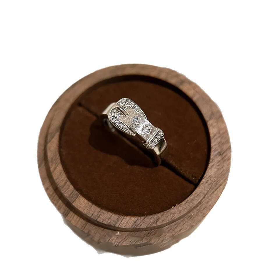New Luxury jewelry designer Ring Korean Version Zircon Brushed Horseshoe Buckle Open Design Sense Niche Ring Fashion Versatile Trendy Hand Jewelry