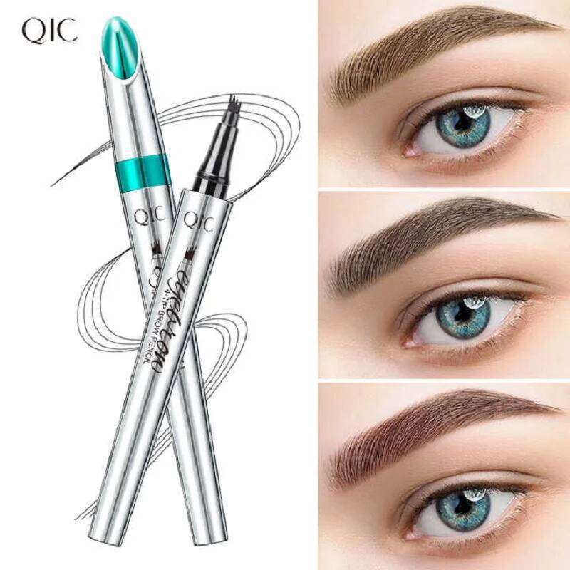 QIC Four-Claw Sketch Black Brown Gray Liquid Eye Brow Pencil Waterproof Long Lasting 3d Microblading Eyebrow Pen X250725