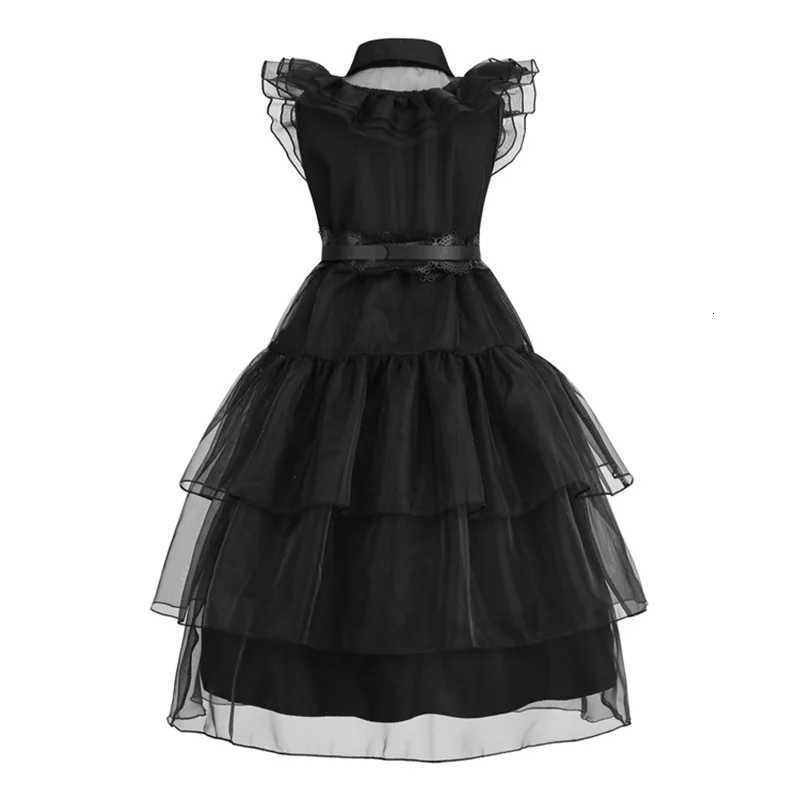 Children Addams Costume Baby Girls Family Cosplay Halloween Wed.Gothic Dress Kids Family Dancing Black Dress Pageant Fantasy Set Z250725