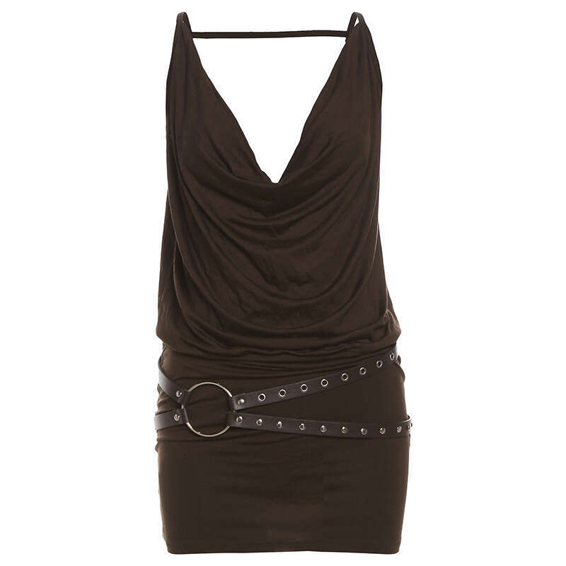 2024 Women's Summer New Solid Color Sexy Sleeveless V-neck High Waist Bodycon Dress 73b
