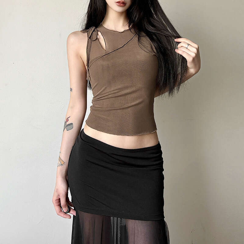 2025 Women's Spring New Fashion Sexy Sleeveless Solid Color Patchwork Crop Top Vest for Women 40d