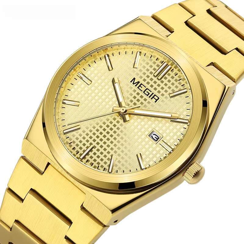 DHgargets MEGIR Men's Business Watch - Digital-Analog, Luminous, 30M Waterproof, Stainless Steel, Quartz Wristwatch
