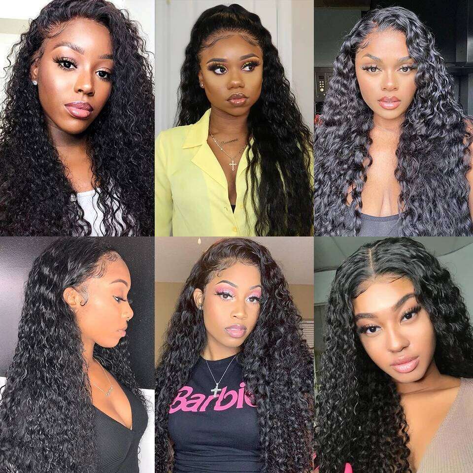 Kinky Curly 13X6 Frontal Wig Brazilian Deep Water Wave HD Lace Front 100% Human Hair Wigs For Women