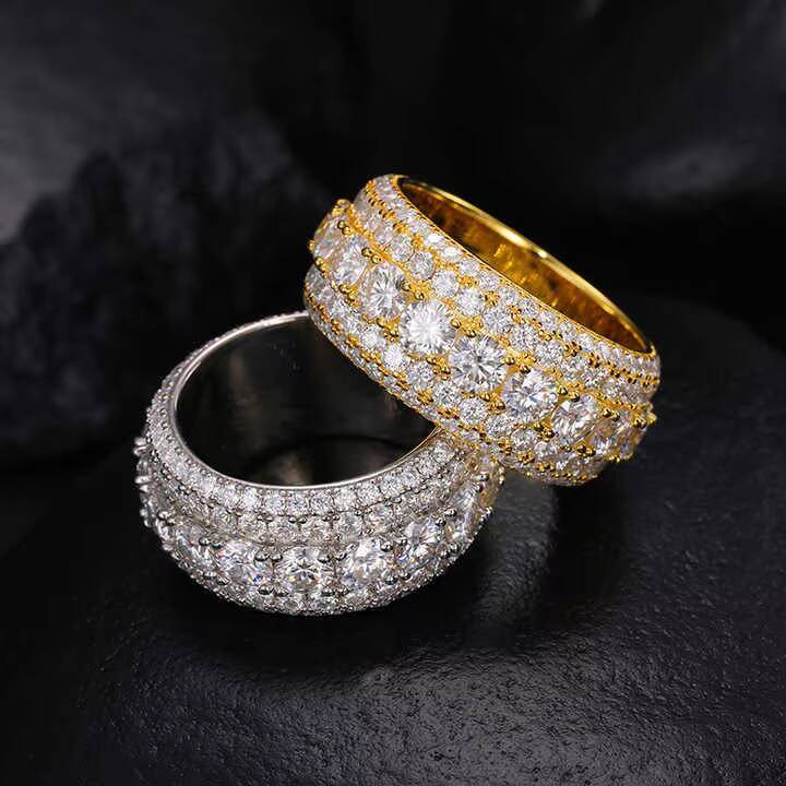 Circular Brilliance Gra Luxury Full Hip Hop 925 Silver Gold Plated Finger Unique Vvs Super White Tennis 18K Gold Moissanite Ring