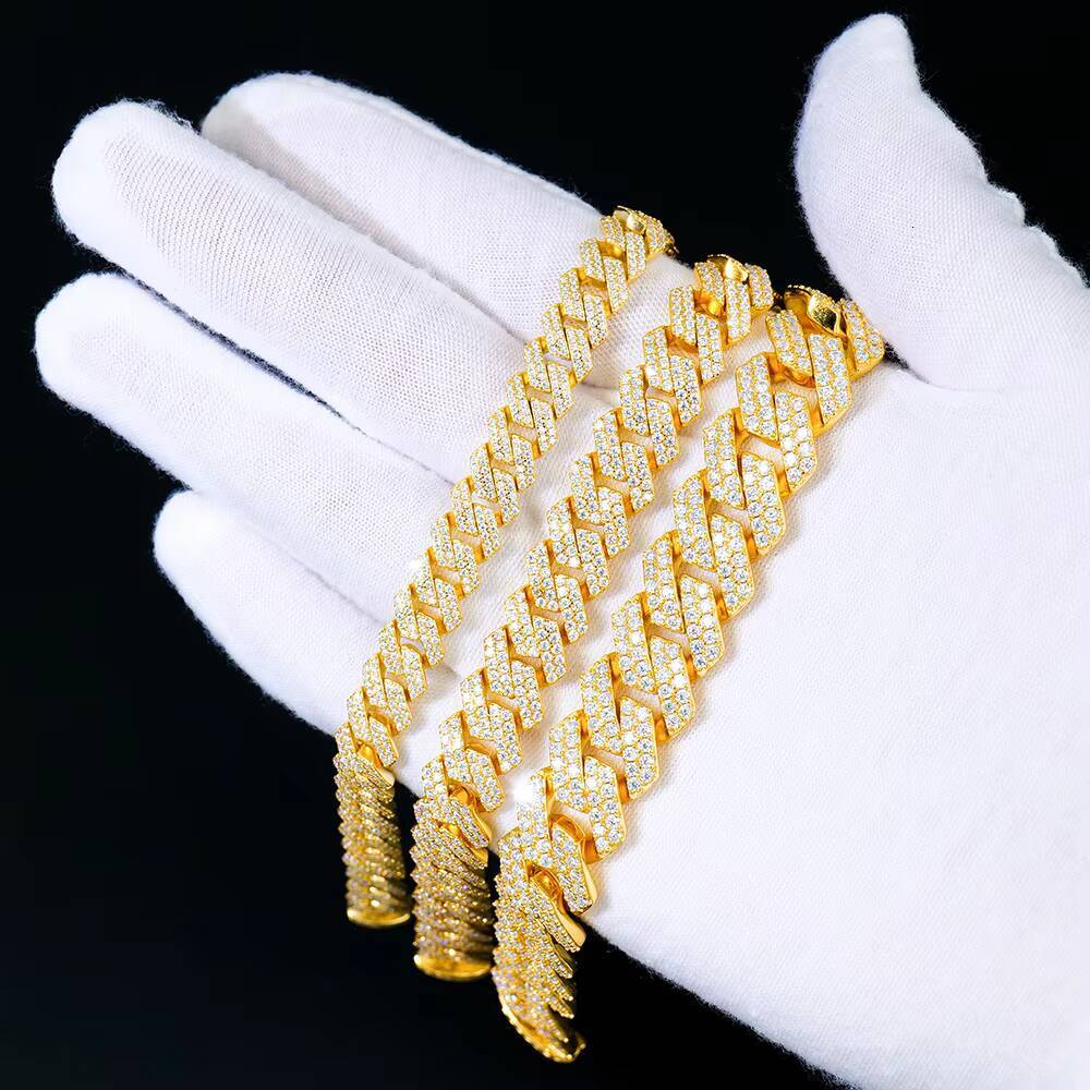 10mm Iced Out Cuban Link 925 Sterling Silver VVS Moissanite Hip Hop Bracelet Bangle Fashionable Jewelry with GRA Certificate