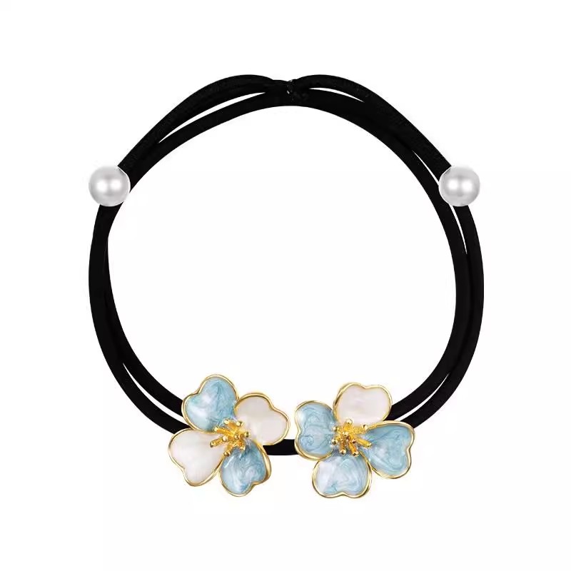 Elegant Twofold Blossom Headpiece & Braid Holder: Feminine Decorative Hair Cord Bands