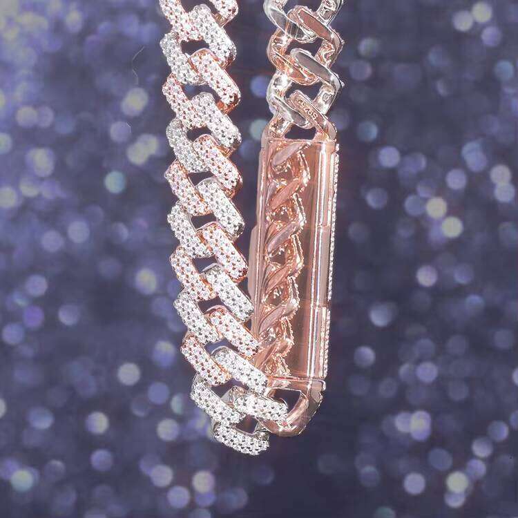 XingGuang Hip Hop 10mm Wide VVS Dia Link Sier Iced Out Moissanite Cuban Chain for Men