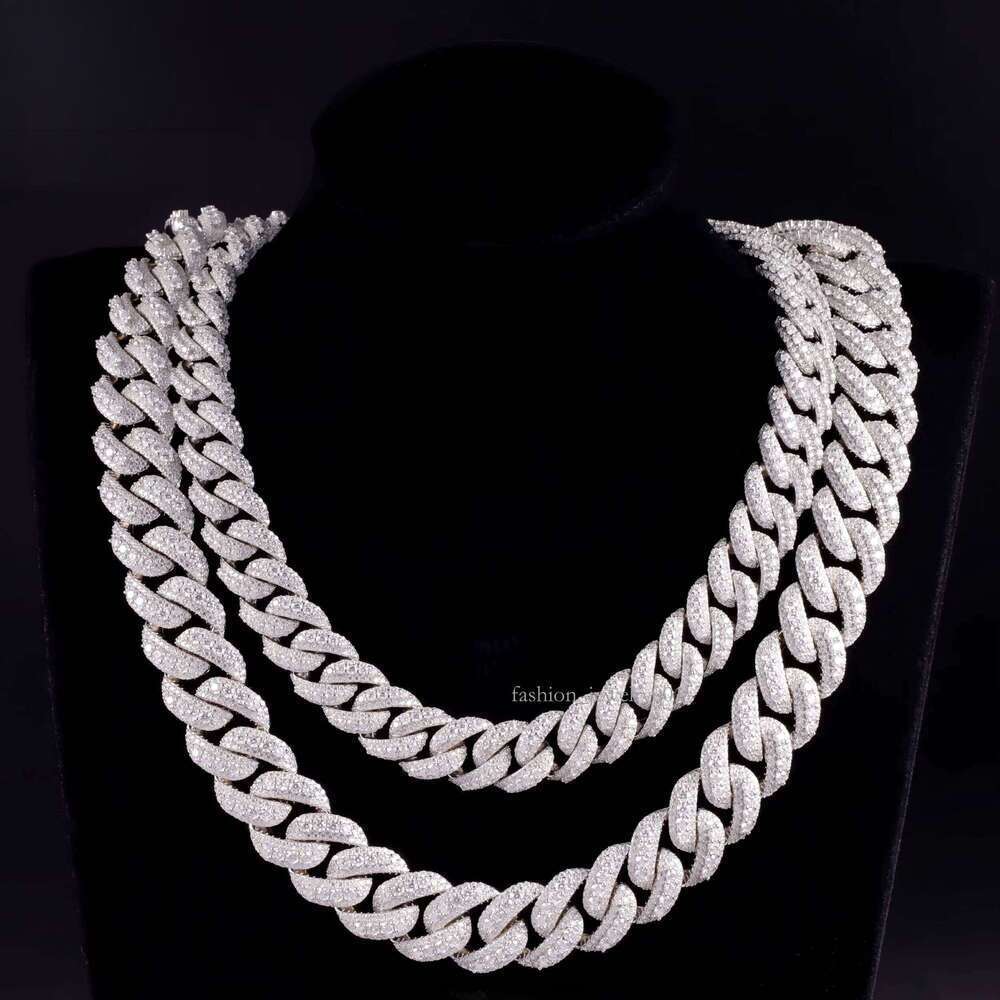 Fashion Style Link Necklace 18mm Sterling Sier VVS Moissanite Iced Out Dia Cuban Chain Hip Hop Jewelry