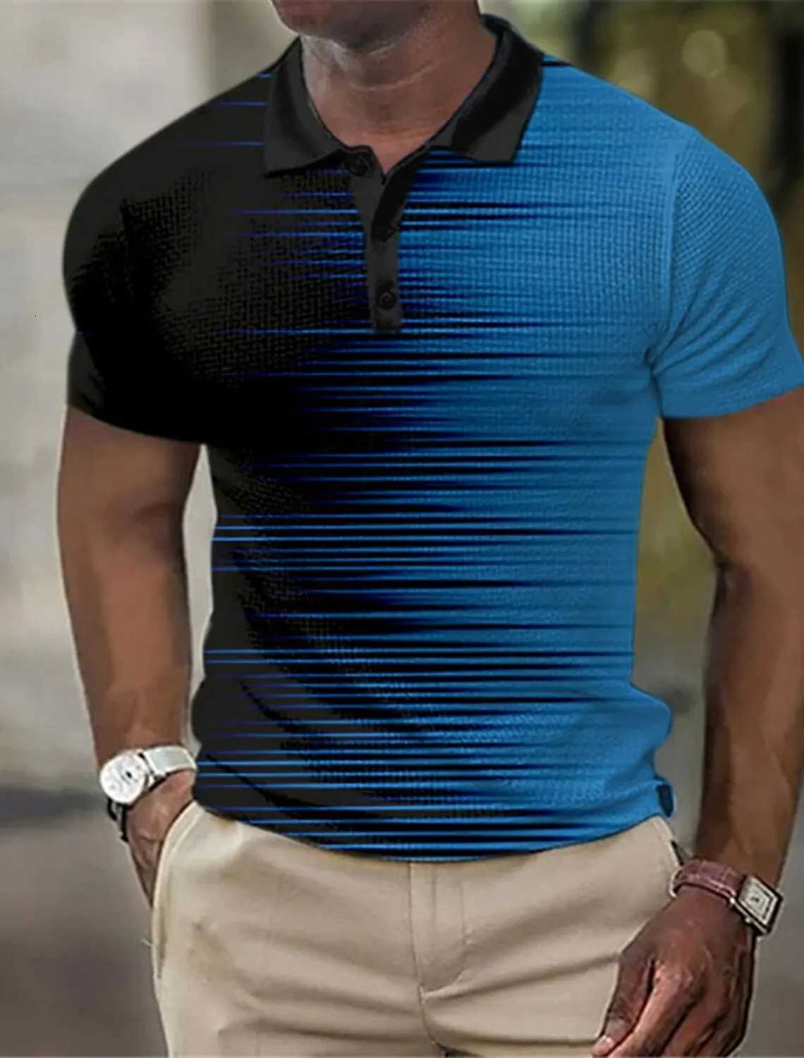 Mens Striped Polo Shirts Golf Shirt Short Sleeve Polo Shirts Collared Shirts Business Casual Work Wear Formal Wear XJ250725