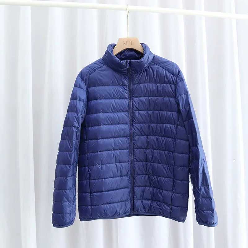 Schinteon Men Ultralight White Duck Down Jacket Thin Coat Stand Collar Spring Autumn Casual Simple Outerwear New X250725