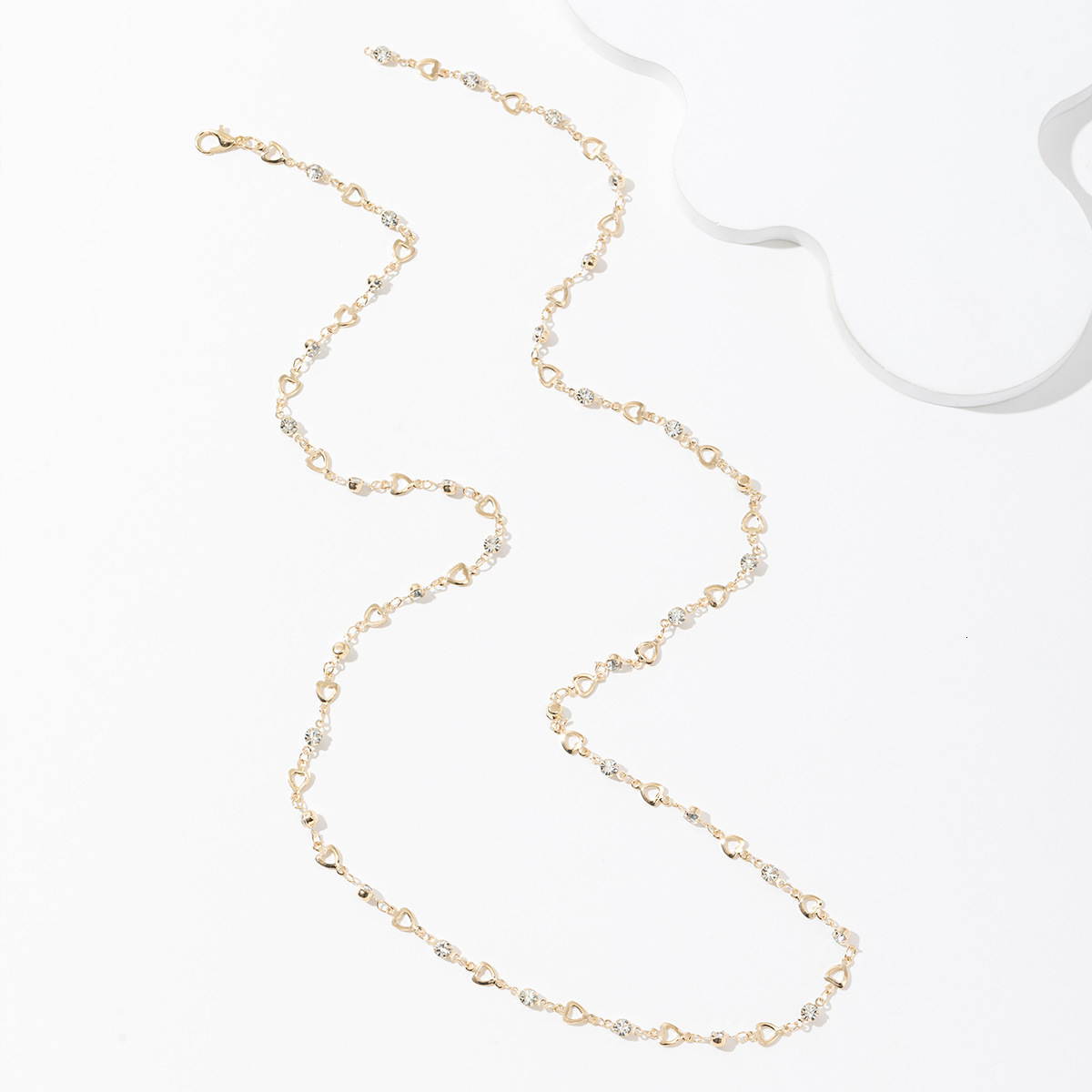 French Style Elegant Long Full Dia Tassel Necklace Hollow Heart Show Collar Jewelry for Women Jewelry for Women