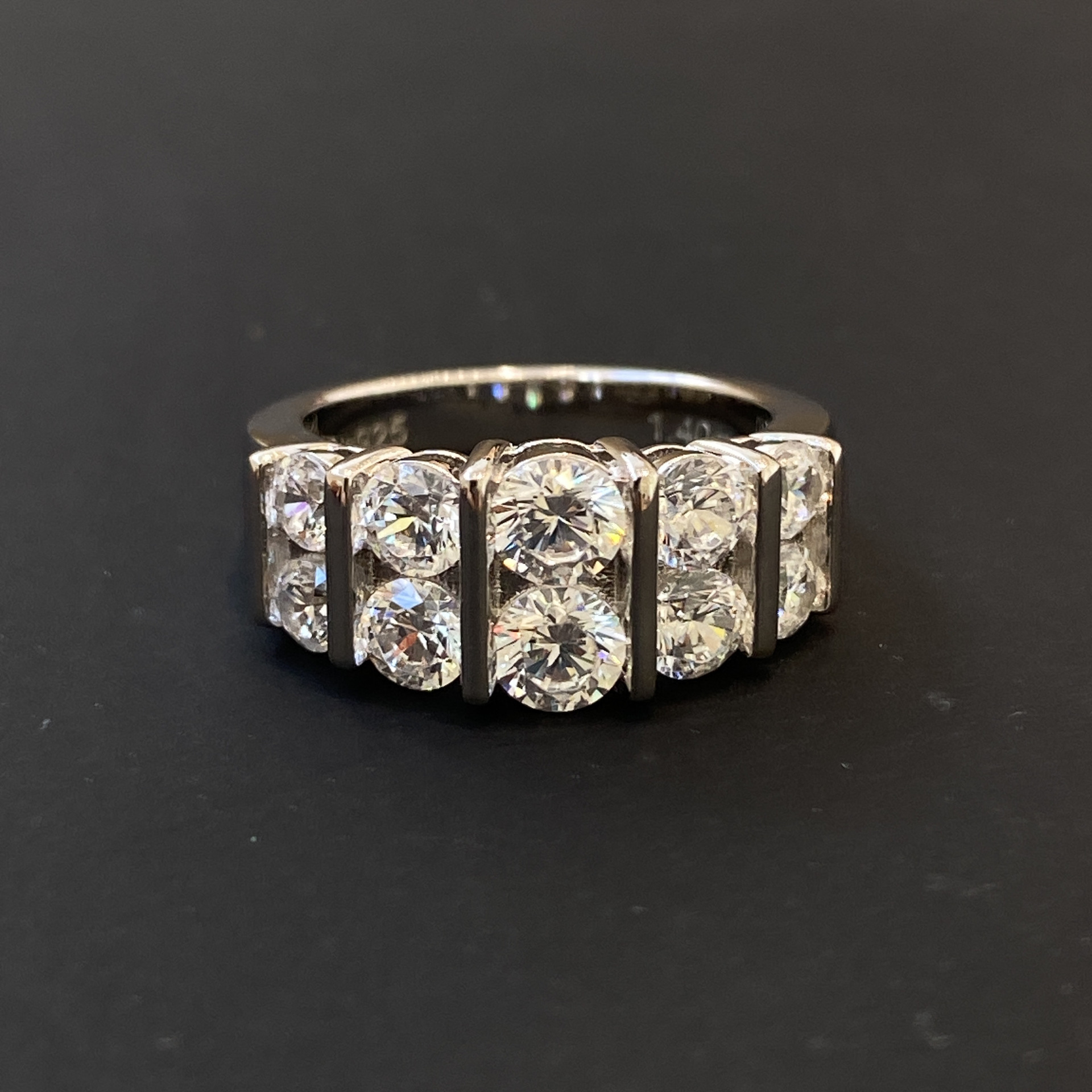 Designer Jewelry European And American Trendy Ins Style Elegant High-end Ten Diamond Row Diamond Ring Using 1.4 Diamond 925 Sterling Silver Luxury