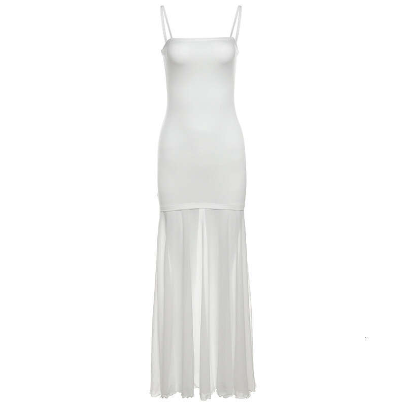 2024 Summer New Women's Solid Color Slim Fit Street Fashion High Waist Strap Sleeveless Dress 1fd
