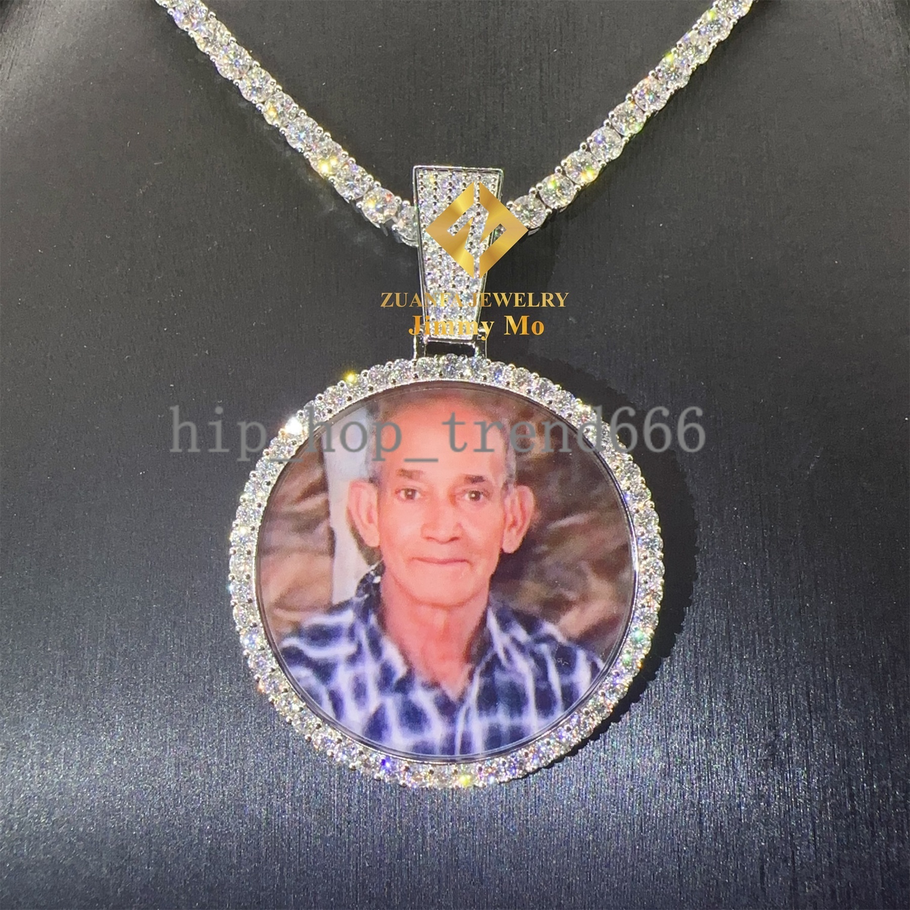 25MM 38MM 40MM 46MM 55MM Pass Diamond Tester Iced Out Jewelry S925 VVS1 Moissanite Diamond Memory Pendant Necklace