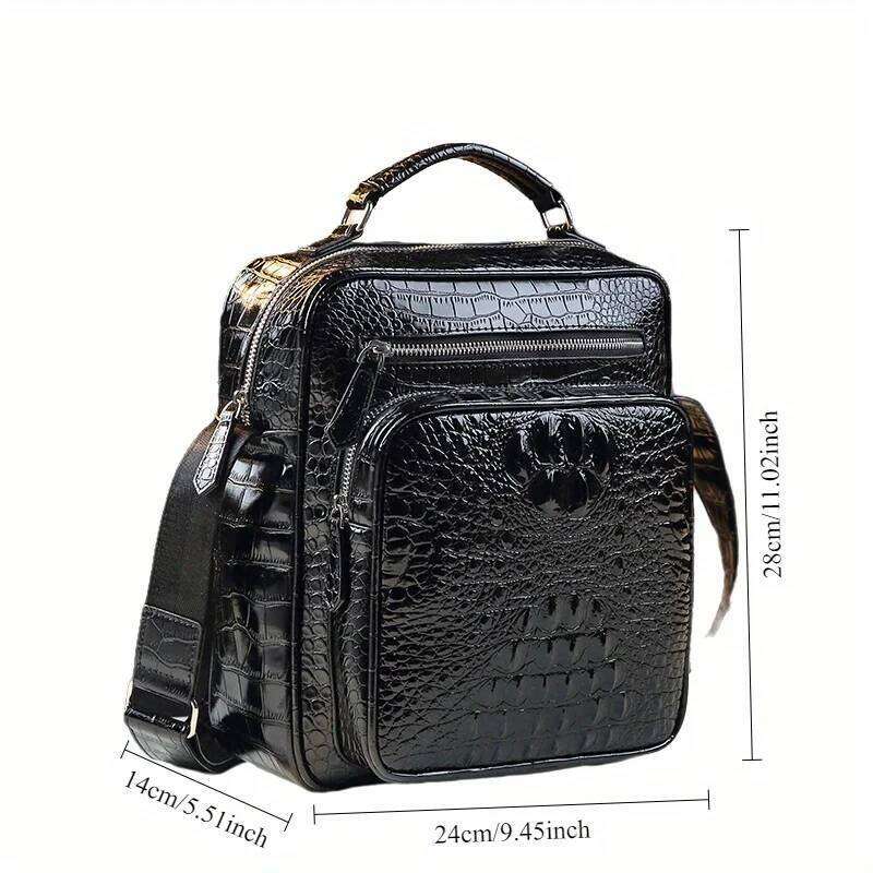 Luxurious designer New crocodile patterned shoulder men, crossbody for business and leisure, high-end handbag, men's bag trend
