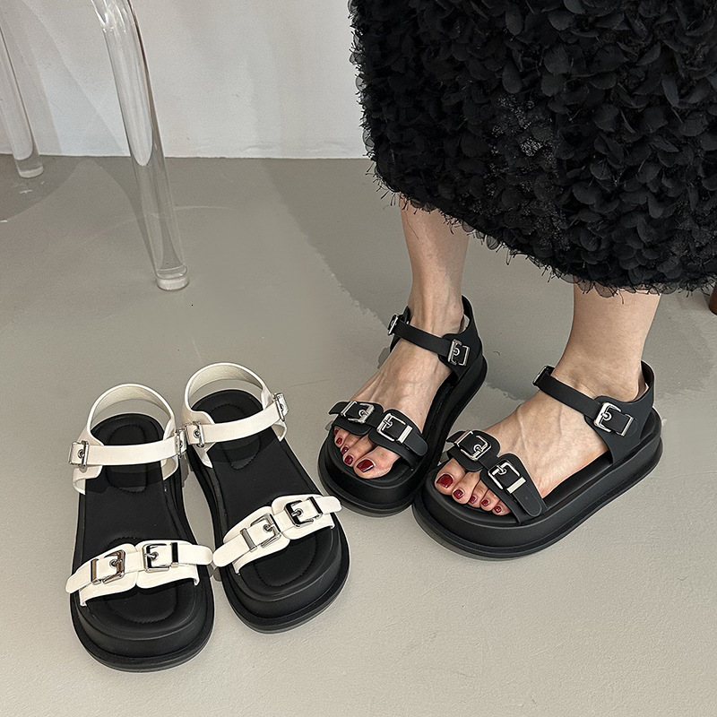Ddmysports Elegant Versatile Sandals For Women New Summer Outdoor High End One Strap Platform Thick Soled Beach Roman Shoes Outdoor Shoes