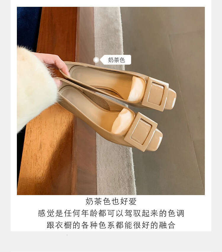 Designer Classic Square Buckle Chunky Heel High Heels Elegant Single 2024 Spring Huizhou Women's Shoes Socialite Style