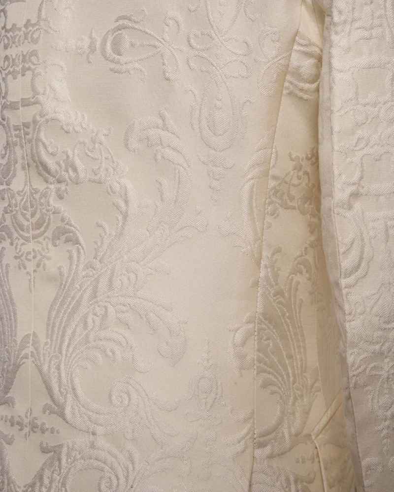 White Jacquard Men's Suits Peaked Lapel Double Breasted Groom Tuxedo Formal Party Evening Tailored Made Prom Dress