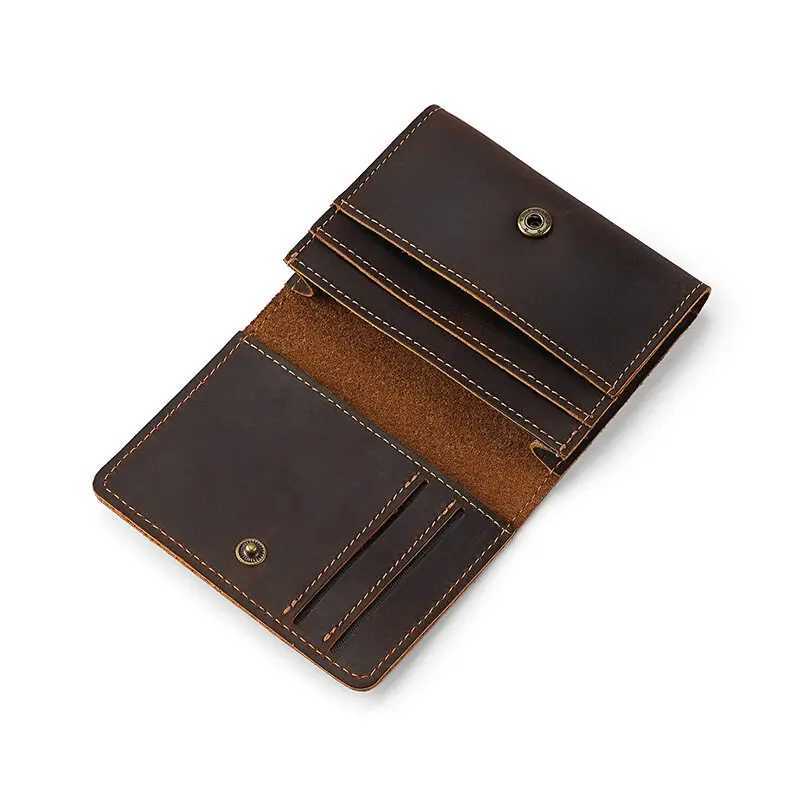 Vintage Crazy Horse Leather Holder Wallet Mens Real Cowhide Slim ID VIP Business Cards Small Change Coins Purses Z250725