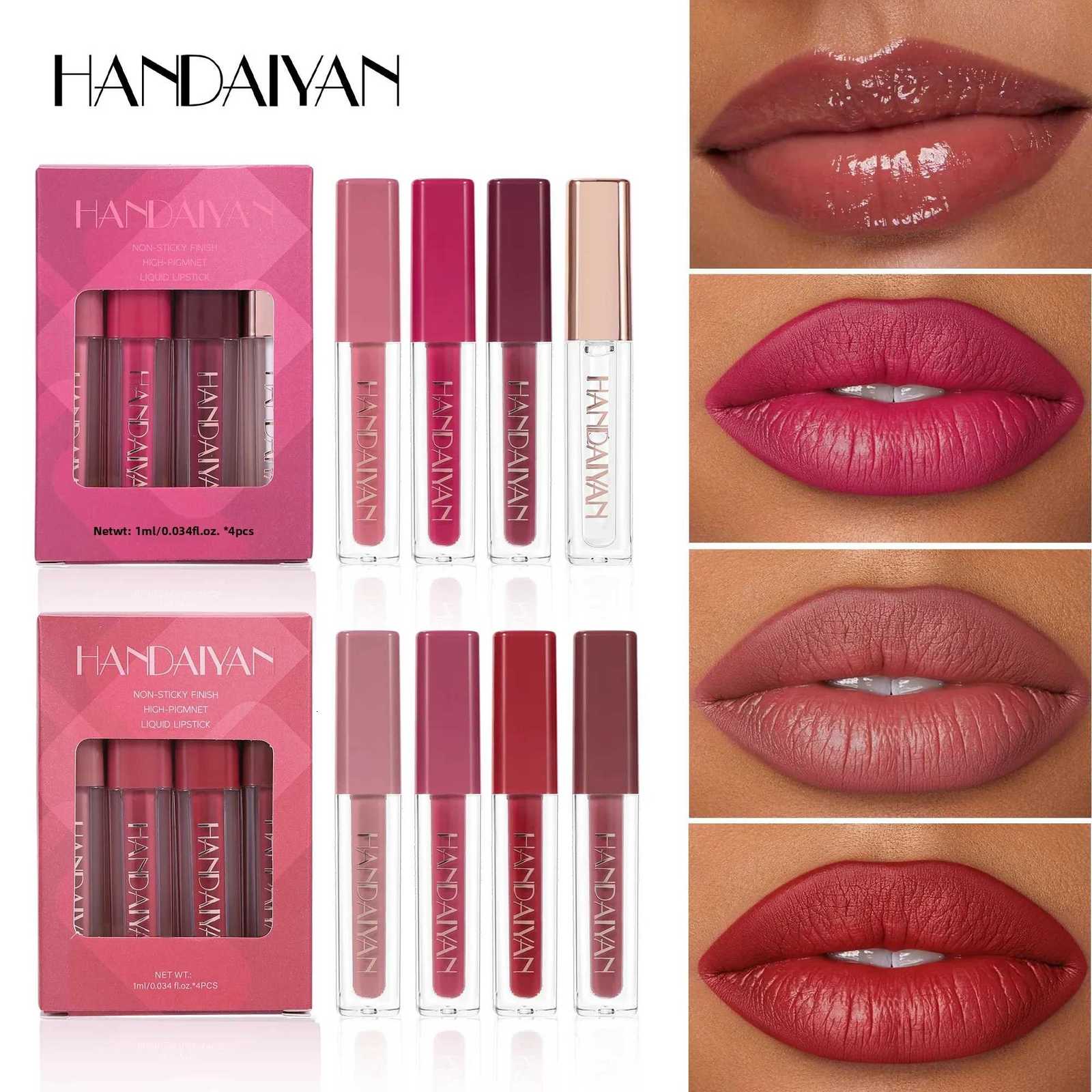 Velvet Liquid Lipstick Set 4pcs Long Wearing Waterproof Lip Gloss Kit Non Transfer Lip Tint Oil Glaze MakeupXJ250724